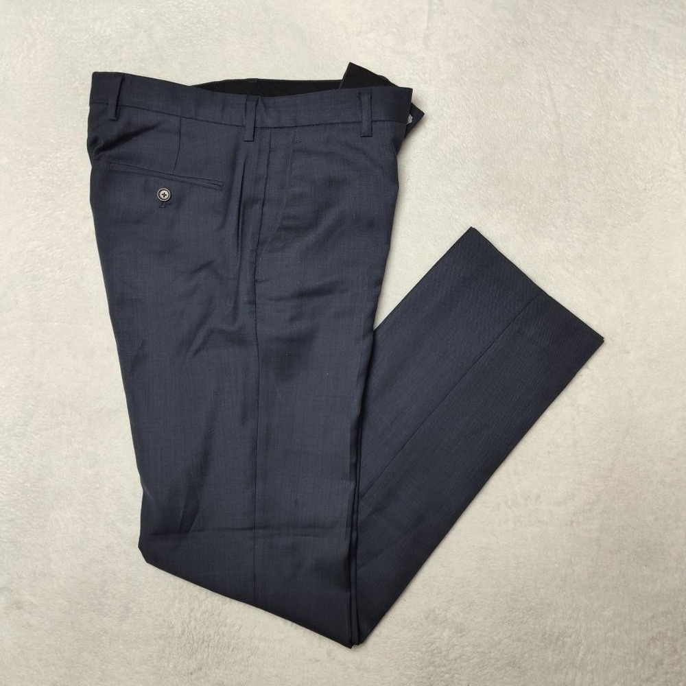 JCrew Pants Mens 30x32 Blue Thompson Slim Wool Dress Flat Front Tapered